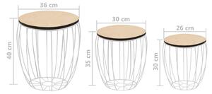 Konferenční stolek | 3-dílná sada z překližky (topol) a železa
