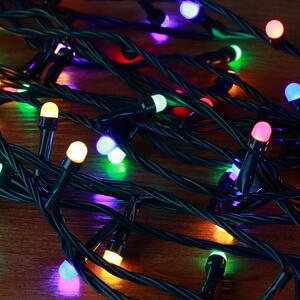 Vnitřní LED vánoční řetěz s 7mm kulatými diodami, různobarevná, 10 m, 100 LED