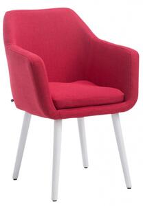 Jídelní / konferenční židle Samson látkový potah, podnož podnož bílá (dub), červená