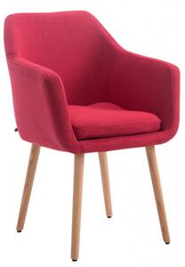 Jídelní / konferenční židle Samson látkový potah, přírodní podnož, červená