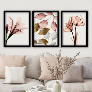 ASIR Sada dekorativních obrazů KVĚTY 35 cm růžová