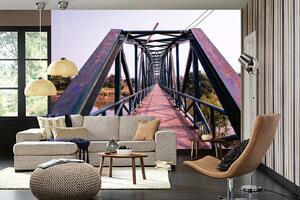 DIMEX | Vliesová fototapeta Železný most MS-5-0647 | 375 x 250 cm| zelená, modrá, měděná