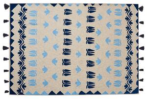 Bavlněná přikrývka 130 x 180 cm béžová/modrá BHIND