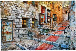 DIMEX | Vliesová fototapeta Francouzská vesnice MS-5-0700 | 375 x 250 cm| červená, oranžová, šedá