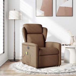 VidaXL Masážní polohovací křeslo textil [4015587] Barva: Hnědá