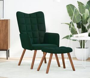 VidaXL Relaxační křeslo s taburetkou sametové [4016830] Barva: Tmavě zelená