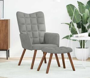 VidaXL Relaxační křeslo s taburetkou sametové [4016830] Barva: světle šedá