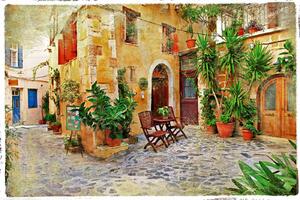 DIMEX | Vliesová fototapeta Stará řecká ulice MS-5-0734 | 375 x 250 cm| zelená, červená, hnědá, šedá
