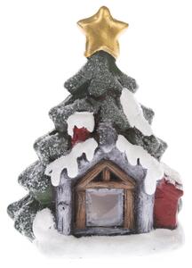 Vánoční dekorace Svítící domek se stromkem, 12 x 15,6 x 9,4 cm, LED