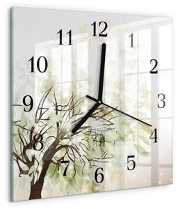 Skleněné hodiny na stěnu Strom zskc-30x30-00178057