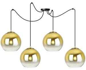 Závěsné svítidlo Bergen Gold Spider, 4x zlaté/transparentní skleněné stínítko (fi 20cm)