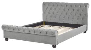 Světle šedá čalouněná manželská postel Chesterfield 160x200 cm AVALLON