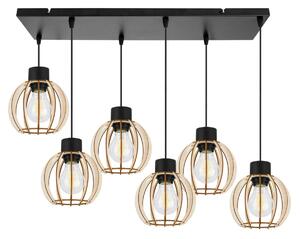 Závěsné svítidlo Timber 8, 6x dřevěné stínítko