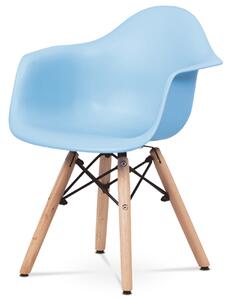 Autronic - Dětská židle, světle modrá plastová skořepina, nohy masiv buk, přírodní odstín - CT-999 BLUE