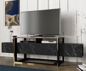 ASIR Televizní stolek BIANCO černý, zlatý