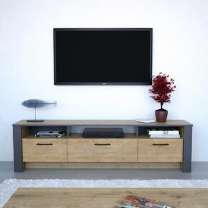 Hanah Home TV stolek Manhattan 180 cm dub/tmavě šedý