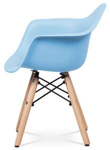 Dětská židle CT-999 BLUE plast světle modrý, nohy masiv buk, kov černý