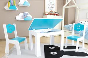 Dětský stůl s úložným prostorem a židlemi Mráček - modrý