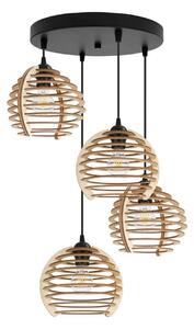 Závěsné svítidlo Timber, 4x dřevěné stínítko, o, n
