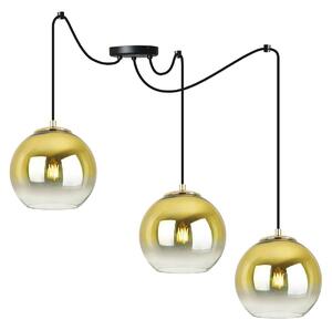 Závěsné svítidlo Bergen Gold Spider, 3x zlaté/transparentní skleněné stínítko (fi 15cm)