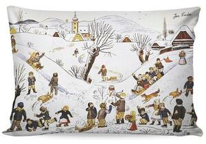 Matějovský Povlak na polštářek Deluxe Josef Lada Dětské hry v zimě, 33 x 50 cm