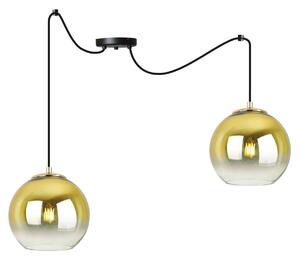 Závěsné svítidlo Bergen Gold Spider, 2x zlaté/transparentní skleněné stínítko (fi 15cm)