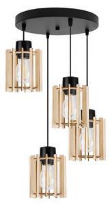 Závěsné svítidlo Timber 7, 4x dřevěné stínítko