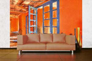 DIMEX | Vliesová fototapeta Oranžová chodba MS-5-0855 | 375 x 250 cm| modrá, oranžová