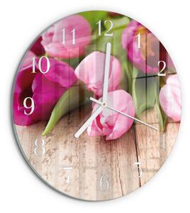 Skleněné hodiny na stěnu Tulipány zsob-fi30-00087127