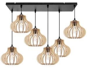 Závěsné svítidlo Timber 3, 6x dřevěné stínítko