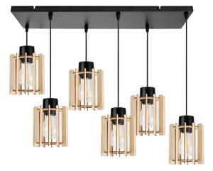 Závěsné svítidlo Timber 7, 6x dřevěné stínítko
