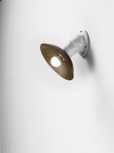 Il Fanale 064.04.OC Mini, nástěnné svítidlo v kombinaci bílé keramiky a mosazi, 1x46W, délka 19,5cm
