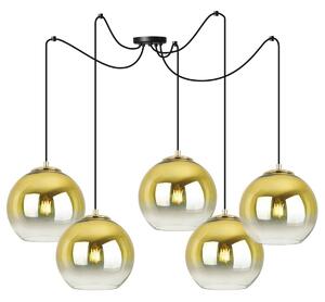 Závěsné svítidlo Bergen Gold Spider, 5x zlaté/transparentní skleněné stínítko (fi 20cm)