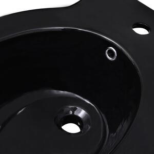 Keramický bidet kruhový s otvorem pro baterii - volně stojící | černý