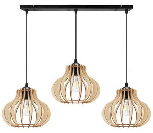 Závěsné svítidlo Timber 3, 3x dřevěné stínítko