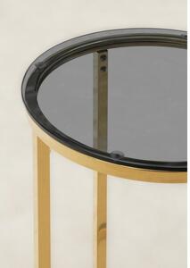 Hector Odkládací stolek z kouřového skla Lunno 40 cm zlatý