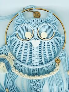 BRIMOON Sova macramé závěsná dekorace 66 x 28 cm Barva: Modrá