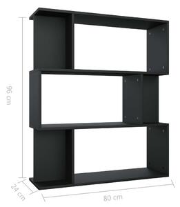 Knihovna/zástěna do pokoje - dřevotříska - černá | 80x24x96 cm