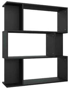 Knihovna/zástěna do pokoje - dřevotříska - černá | 80x24x96 cm