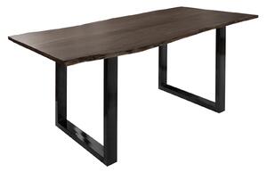 METALL Jídelní stůl s antracitovými nohama (lesklá) 140x90, akácie, šedá