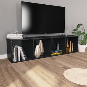 Knihovna/TV skříň - dřevotříska - černá | 36x30x143 cm