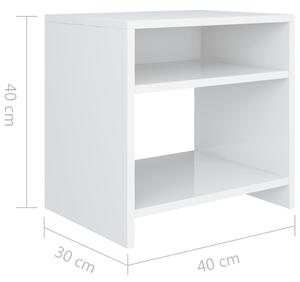 Noční stolek Sherw - dřevotříska - bílý s vysokým leskem | 40x30x40 cm