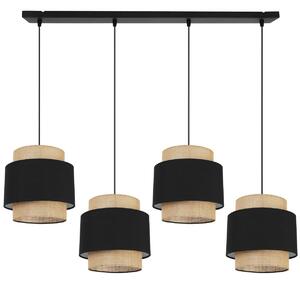 Závěsné svítidlo Boho, 4x jutové/černé textilní stínítko