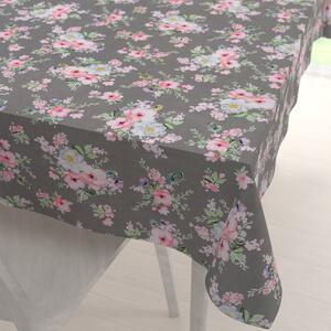 Biante Bavlněný obdélníkový ubrus Sandra SA-553 Růžové květiny na šedém 50x100 cm