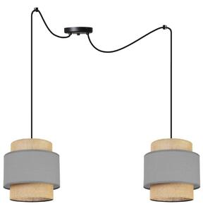 Závěsné svítidlo Boho Spider, 2x jutové/šedé textilní stínítko