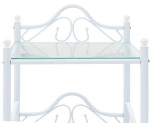 Noční stolek z oceli a tvrzeného skla - bílý | 45x30,5x60 cm