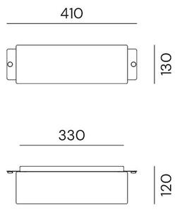Il Fanale 252.04.RR Decori, hranaté nástěnné svítidlo z mědi pro nepřímé osvětlení, 2x15W E27, 42,5x13cm, IP54