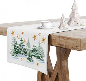 Vánoční běhoun na stůl Vánoční stromek MIG932 Bílá 40x140 cm