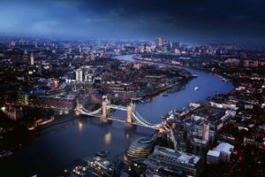 DIMEX | Vliesová fototapeta Tower Bridge, Londýn MS-5-1228 | 375 x 250 cm| modrá, hnědá, šedá