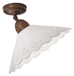 Il Fanale 065.02.OC Fior di Pizzo, stropní svítidlo v rustikálním stylu z antické mosazi a keramiky, 1x46W E27, prům.30cm